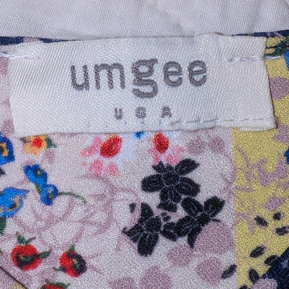 Umgee Calico Yellow Navy Stripe W/ Adjustable Straps Midi Sundress Sz S - Picture 3 of 9